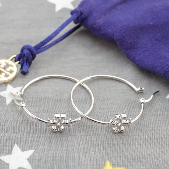 Tory Burch Eleanor Hoop Silver Statement Earrings (Brand New with Dust Bag) - Picture 10 of 13